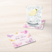 Pastelvlinders Roze Paarse Baby shower Kartonnen Onderzetters (Insitu)