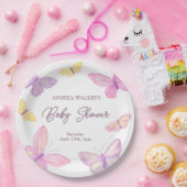 Pastelvlinders Roze Paarse Baby shower Papieren Bordje (Feest)