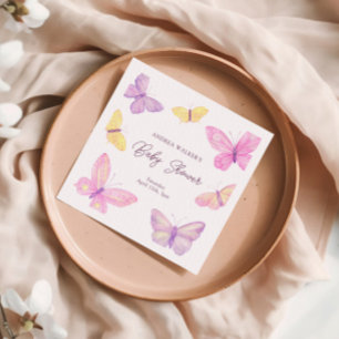 Pastelvlinders Roze Paarse Baby shower Servet