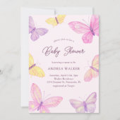 Pastelvlinders Roze Paarse Elegant Baby shower Kaart (Voorkant)
