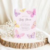 Pastelvlinders Roze Paarse Elegant Baby shower Kaart