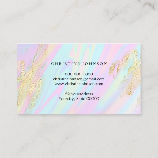 pastelvloeistof marmeren achtergrond visitekaartje (Achterkant)