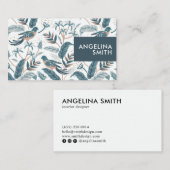 Pastelvogels tropisch bloemmotief minimalistisch visitekaartje (Voorkant / Achterkant)