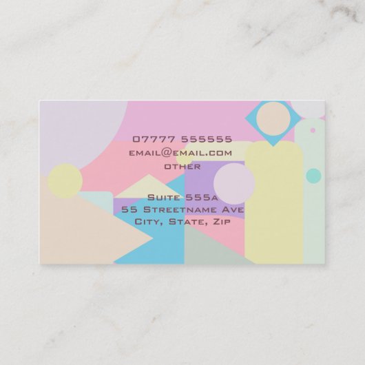 Pastelvormen van persoonlijke adviseurs in collage visitekaartje (Achterkant)