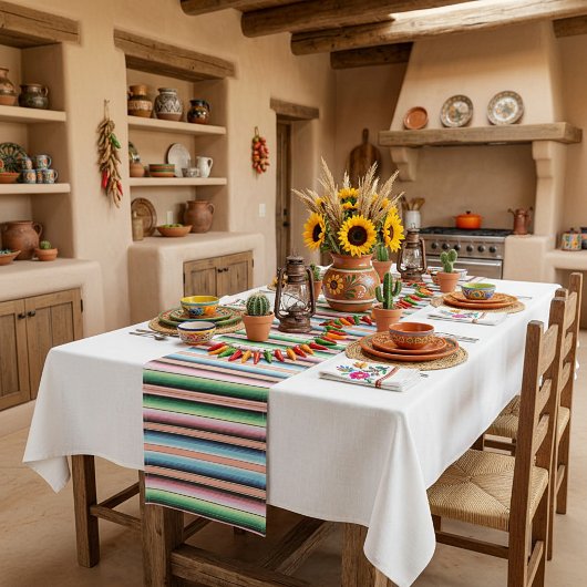 Pastelvormige strepen medium tafelloper