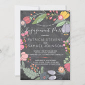 Pastelweide krans krijtbord verlovingsfeest kaart (Voorkant)