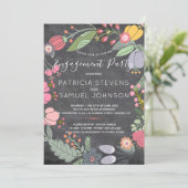 Pastelweide krans krijtbord verlovingsfeest kaart (Staand voorkant)