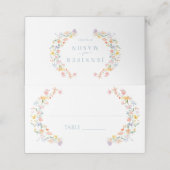 Pastelweide Wild Flower Spring Wedding Plaatskaartje (Buitenkant ongevouwen)
