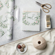 Pastelwikkelpapier met groen & bloemontwerp