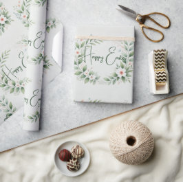 Pastelwikkelpapier met groen & bloemontwerp cadeaupapier