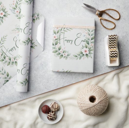 Pastelwikkelpapier met groen & bloemontwerp cadeaupapier (Crafts)