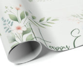 Pastelwikkelpapier met groen & bloemontwerp cadeaupapier (Rol Hoek)