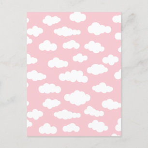 Pastelwolken: asthetische witte en roze kunst briefkaart