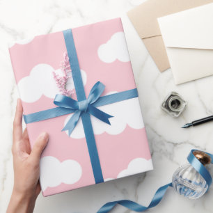 Pastelwolken: asthetische witte en roze kunst cadeaupapier