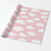 Pastelwolken: asthetische witte en roze kunst cadeaupapier (Uitgerold)