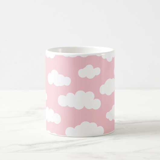 Pastelwolken: asthetische witte en roze kunst koffiemok (Center)