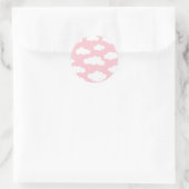 Pastelwolken: asthetische witte en roze kunst ronde sticker (Tas)