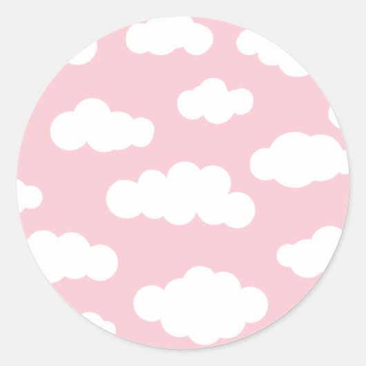 Pastelwolken: asthetische witte en roze kunst ronde sticker (Voorkant)