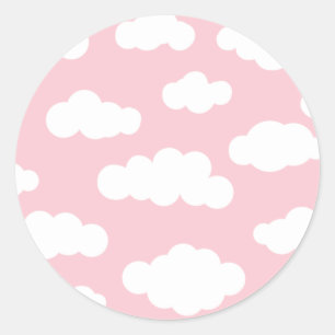 Pastelwolken: asthetische witte en roze kunst ronde sticker