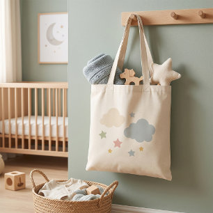 Pastelwolken en sterren Baby Shower Tote Bag