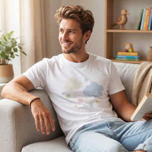Pastelwolken en sterren babyshower t-shirt