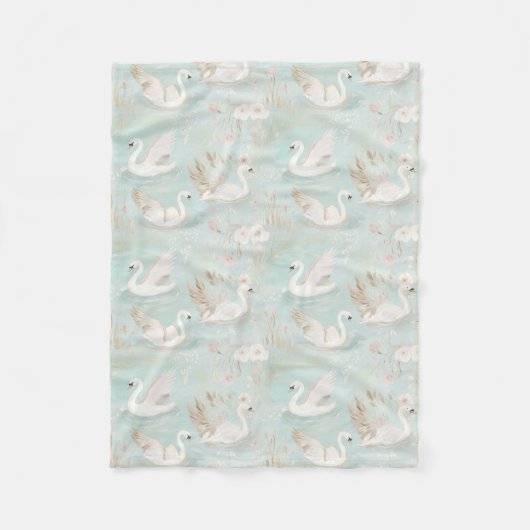 pastelzwaanpatroon fleece deken (Voorkant)