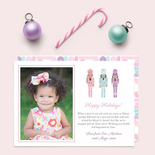 Pastelzwarte notenkraker Retro Vrolijk Kerstfeest Feestdagenkaart