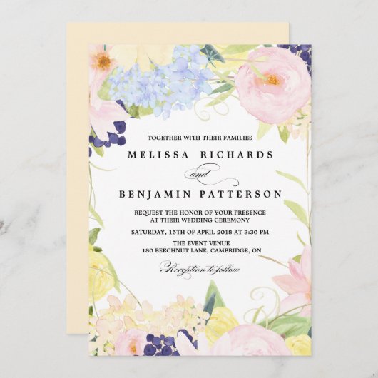 Paster Spring Flowers Weddenschap Kaart (Voorkant / Achterkant)