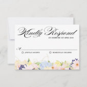 Paster Spring Flowers Wedding RSVP Kaart (Voorkant)