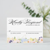 Paster Spring Flowers Wedding RSVP Kaart (Staand voorkant)