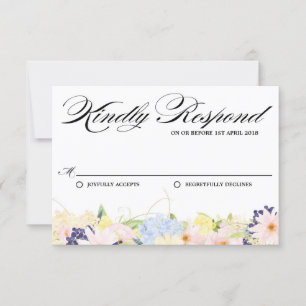 Paster Spring Flowers Wedding RSVP Kaart
