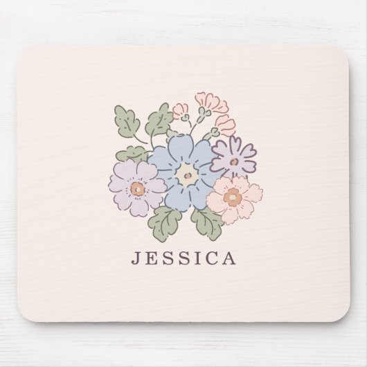 Pasterl Bloemen op de lichtroze achtergrond Muis Muismat (Voorkant)