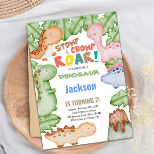 Pastil Color Dinosaur Birthday Invitations Kaart