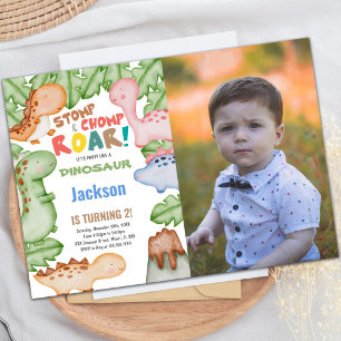 Pastil Color Dinosaur Birthday Uitnodigingen met f