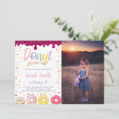 Pastil Color Donut Birthday Invitations met foto Kaart (Staand voorkant)