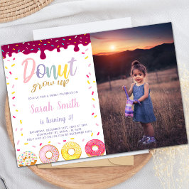 Pastil Color Donut Birthday Invitations met foto Kaart