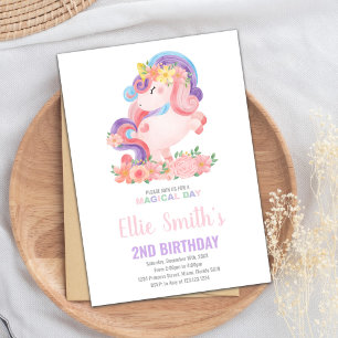 Pastil Color Unicorn Birthday Invitations Kaart