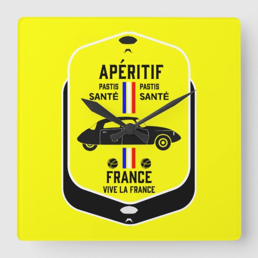 Pastis de Marseille Frankrijk Vierkante Klok (Voorkant)