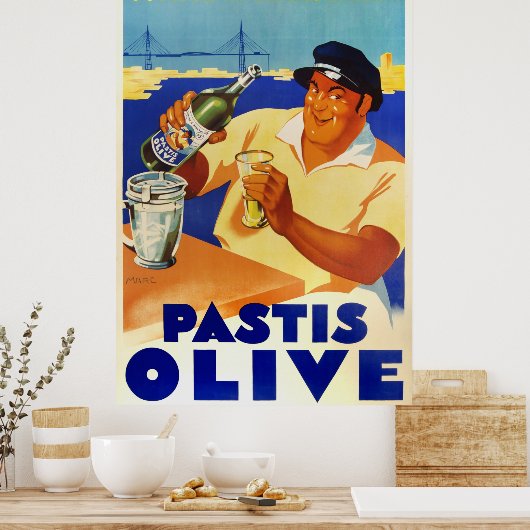 Pastis Olive comme a Marseille 1936 frans Poster (Keuken)