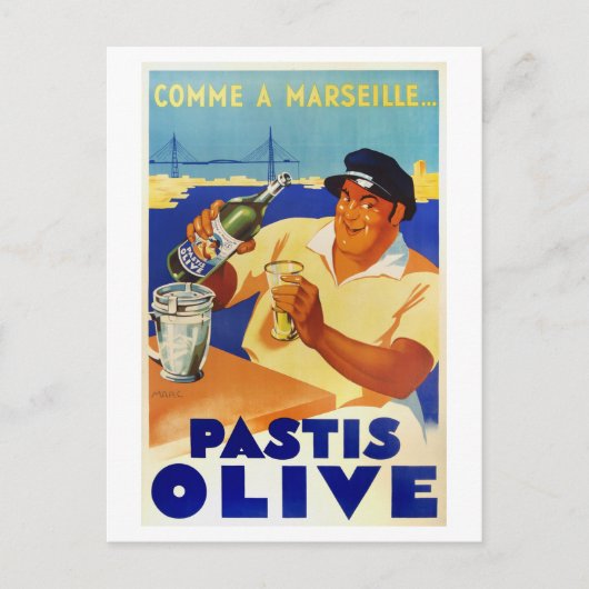 Pastis Olive -  Frans Poster van wijn Briefkaart (Voorkant)