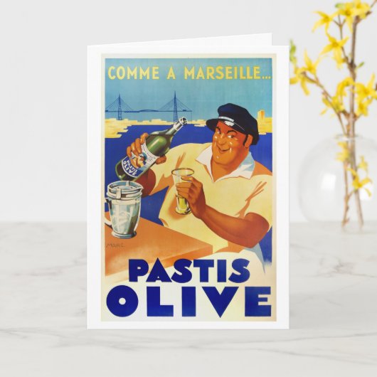 Pastis Olive -  Frans Poster van wijn Kaart (Gele Bloem)