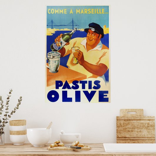 Pastis Olive - Zoals Marseille Poster (Keuken)
