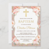 pastkoraal Floral Gold Cross-Girl Baptisme Kaart (Voorkant)