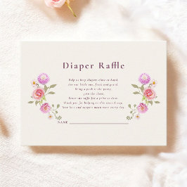 Pastle floral Diaper Raffle Baby Shower Informatiekaartje