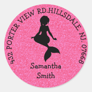 Pastle Pink Girl MERMAID Party ADRES Classic R Ronde Sticker