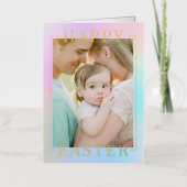 pastollen gradiënt Happy paasfoto Gold Folie Feestdagenkaart (Voorkant)