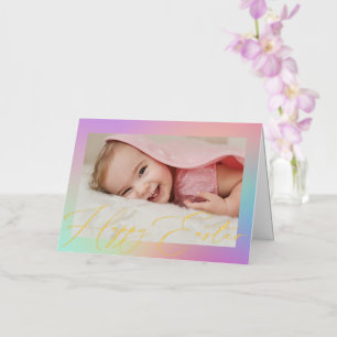  pastollen gradiënt Happy paasfoto Gold Folie Feestdagenkaart