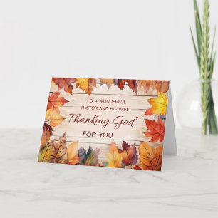 Pastoor en vrouw Thanksgiving dankt God de herfst Kaart