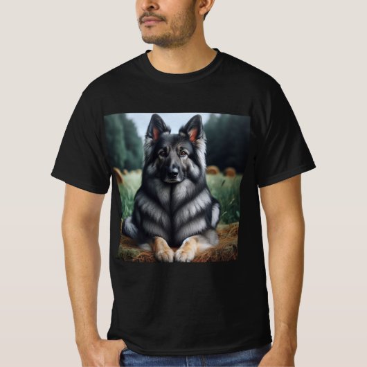 Pastor Alemán Gris de Pelo Largo, Elegancia Canina T-shirt (Voorkant)