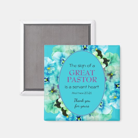 PASTOR APPRECIAANT Blue Floral Magneet (Voorkant / Achterkant)